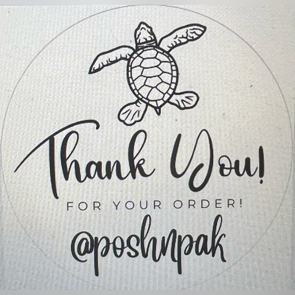NEW COLOR🐢50 CUSTOM THANK YOU STICKERS with your Closet name 🐢 SEA TURTLE - Picture 3 of 3